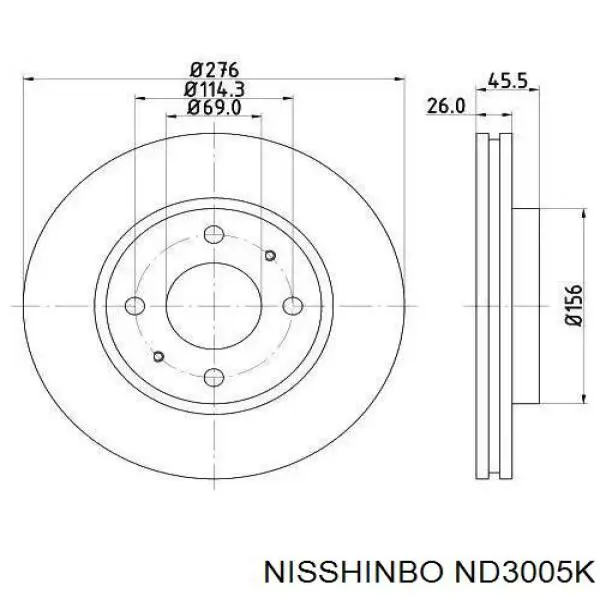 Передние тормозные диски ND3005K Nisshinbo