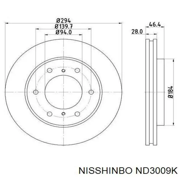 Передние тормозные диски ND3009K Nisshinbo