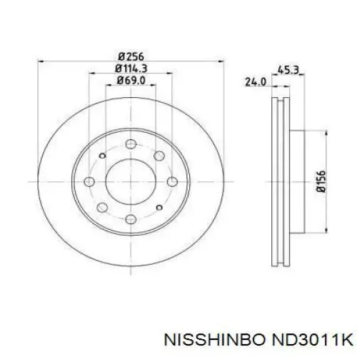 Диск гальмівний передній ND3011K Nisshinbo