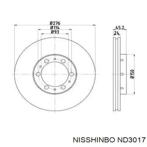 Передние тормозные диски ND3017 Nisshinbo