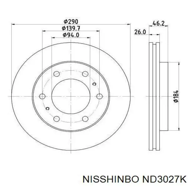 ND3027K Nisshinbo disco do freio dianteiro