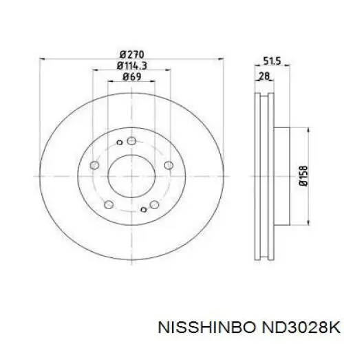 ND3028K Nisshinbo диск тормозной передний