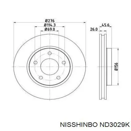 ND3029K Nisshinbo Диск тормозной передний