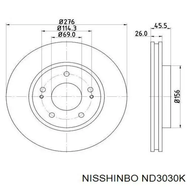 Передние тормозные диски ND3030K Nisshinbo