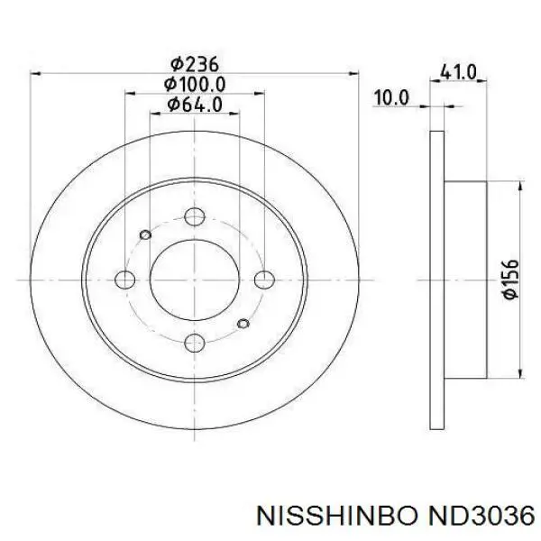 ND3036 Nisshinbo диск тормозной задний
