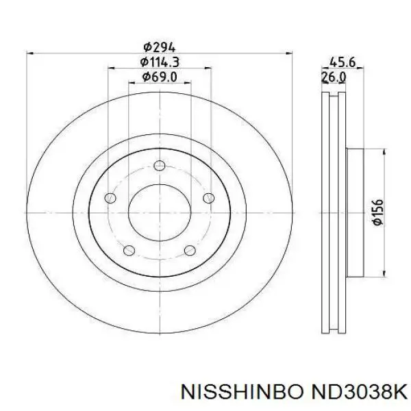 Передние тормозные диски ND3038K Nisshinbo