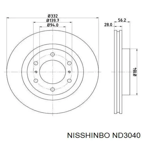 Передние тормозные диски ND3040 Nisshinbo