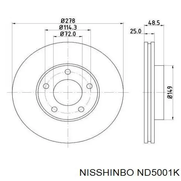 ND5001K Nisshinbo disco do freio dianteiro