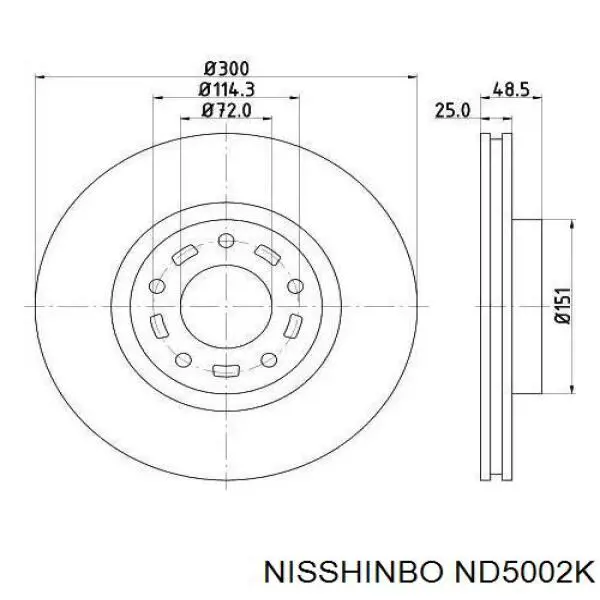 ND5002K Nisshinbo disco do freio dianteiro