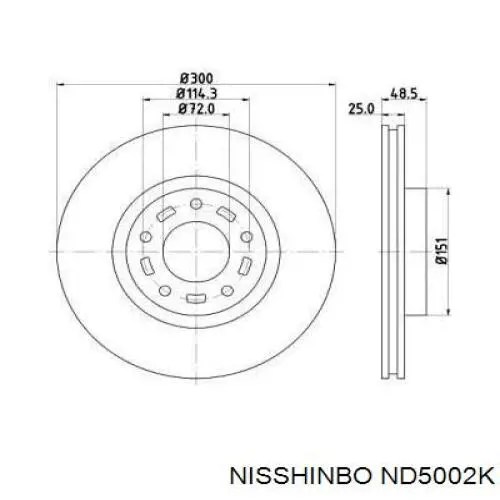 Freno de disco delantero ND5002K Nisshinbo