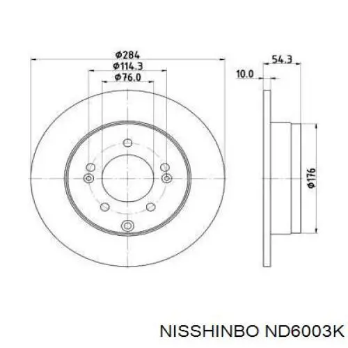 Disco de freno trasero ND6003K Nisshinbo