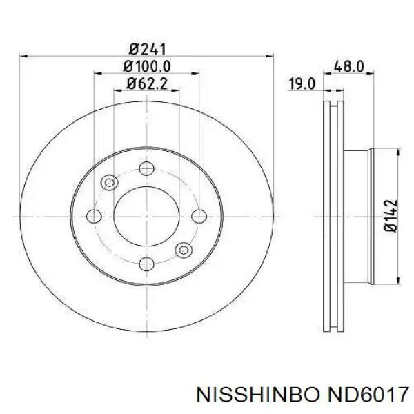 Передние тормозные диски ND6017 Nisshinbo