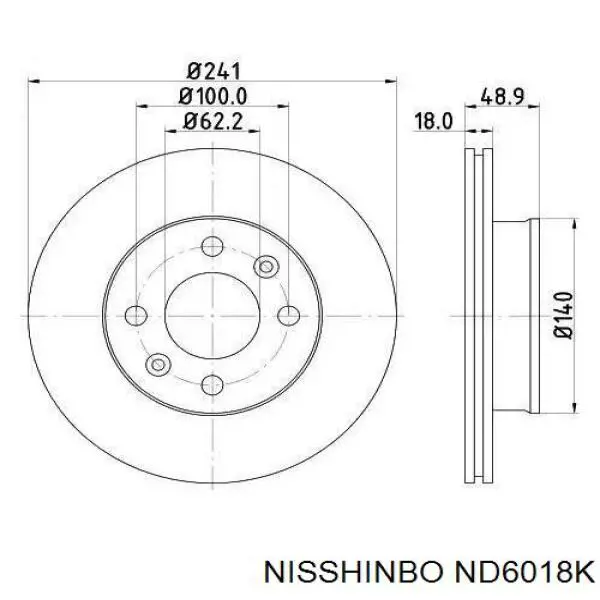 ND6018K Nisshinbo disco do freio dianteiro