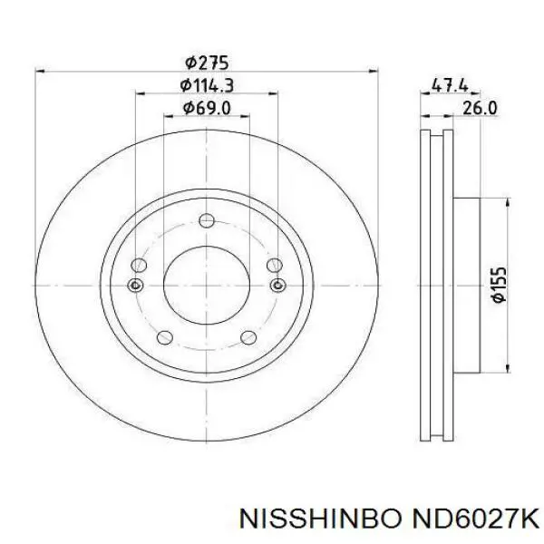 ND6027K Nisshinbo disco do freio dianteiro