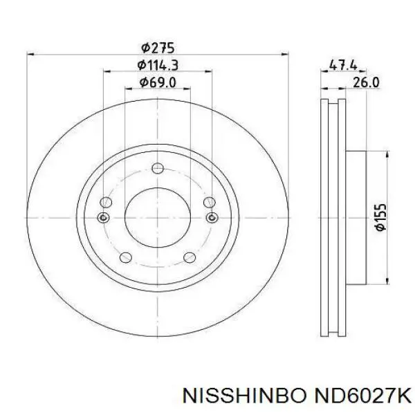 Передние тормозные диски ND6027K Nisshinbo