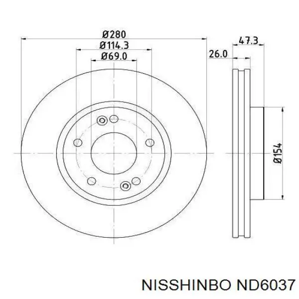 ND6037 Nisshinbo disco do freio dianteiro
