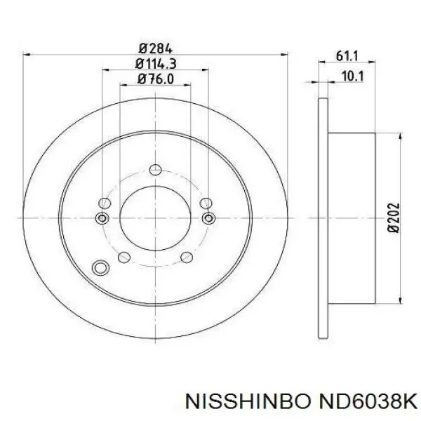 ND6038K Nisshinbo disco do freio traseiro