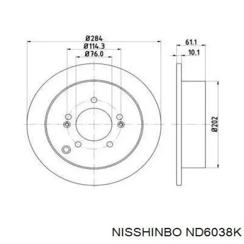 Диск гальмівний задній ND6038K Nisshinbo