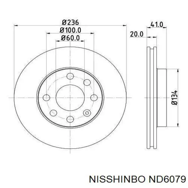 Передние тормозные диски ND6079 Nisshinbo