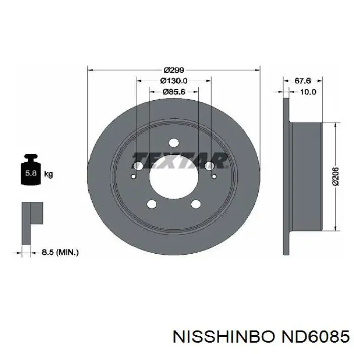 Тормозные диски ND6085 Nisshinbo