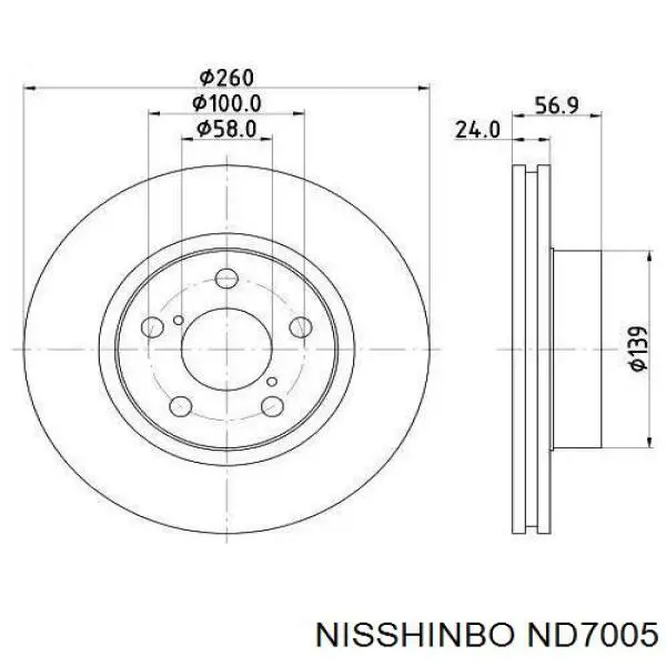 Передние тормозные диски ND7005 Nisshinbo