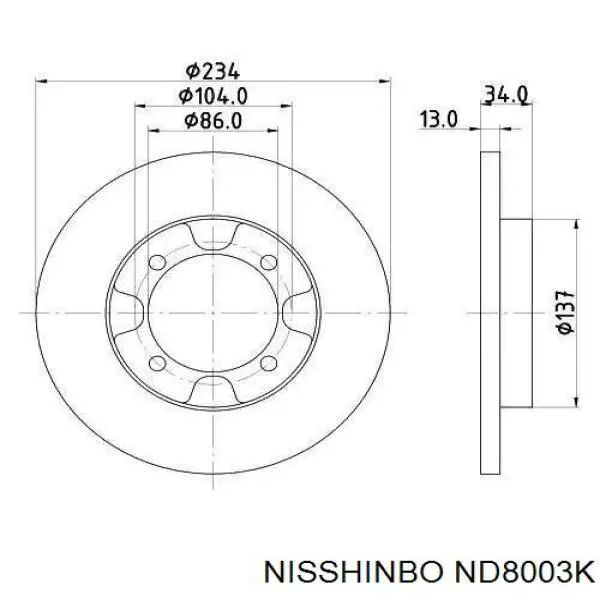Тормозные диски ND8003K Nisshinbo