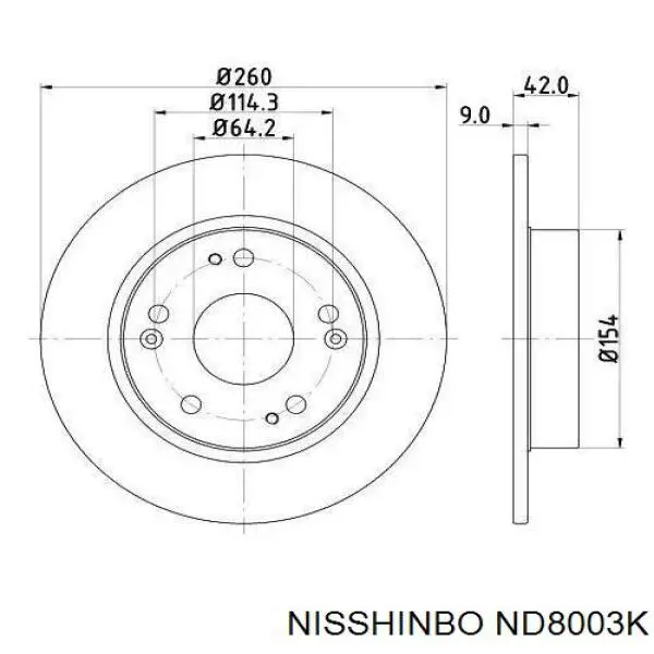 ND8003K Nisshinbo disco do freio traseiro