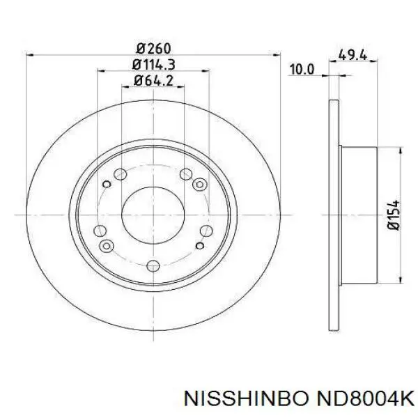 ND8004K Nisshinbo disco do freio traseiro
