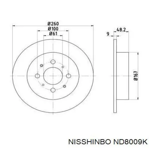 ND8009K Nisshinbo диск тормозной задний