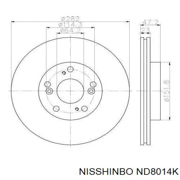 Диск гальмівний передній ND8014K Nisshinbo