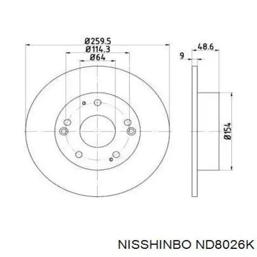 ND8026K Nisshinbo диск тормозной задний