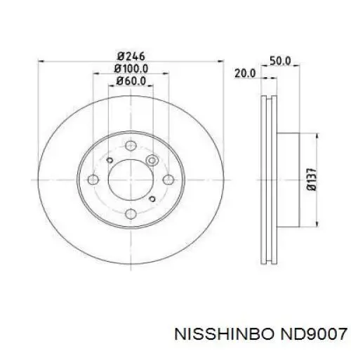 Передние тормозные диски ND9007 Nisshinbo