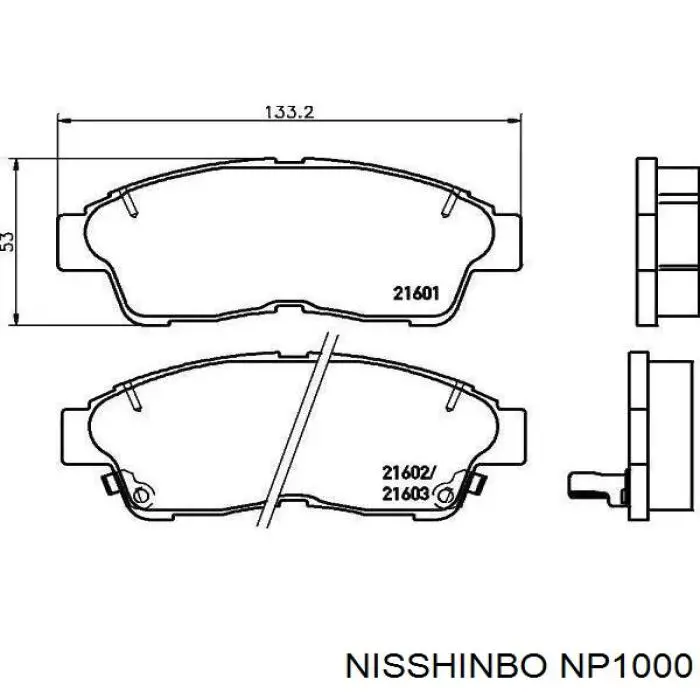 Передние тормозные колодки NP1000 Nisshinbo