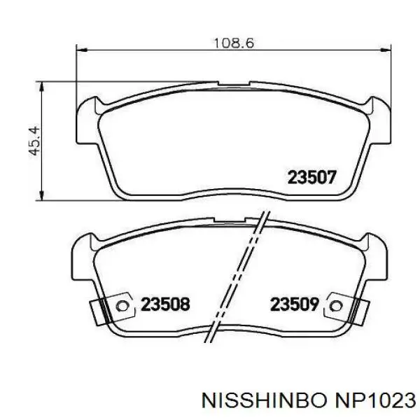 NP1023 Nisshinbo sapatas do freio dianteiras de disco