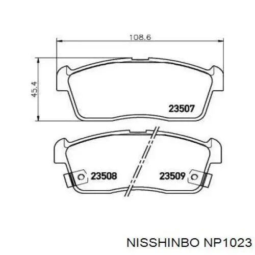 Pastillas de freno delanteras NP1023 Nisshinbo
