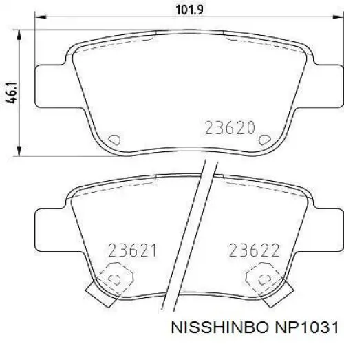 Задние тормозные колодки NP1031 Nisshinbo