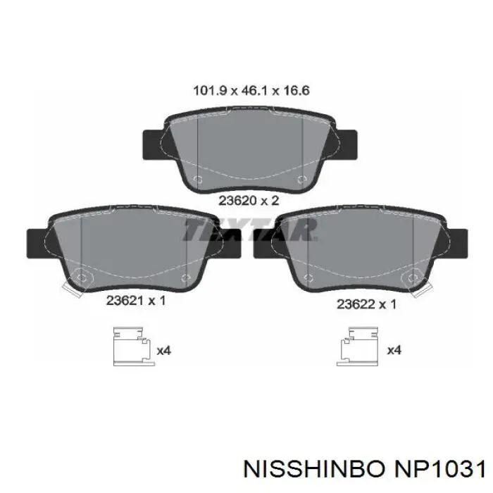 Колодки дисковые  Nisshinbo NP1031 цена, от 15.94 USD