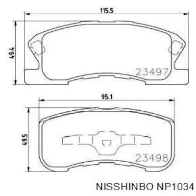 NP1034 Nisshinbo sapatas do freio dianteiras de disco
