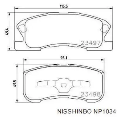 Передние тормозные колодки NP1034 Nisshinbo