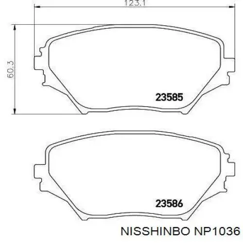 NP1036 Nisshinbo суппорт тормозной передний левый