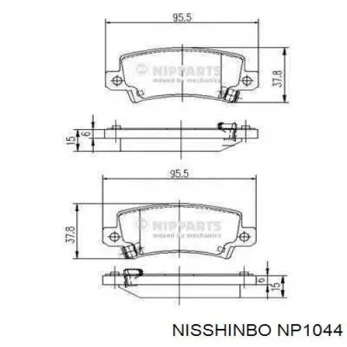 NP1044 Nisshinbo sapatas do freio traseiras de disco