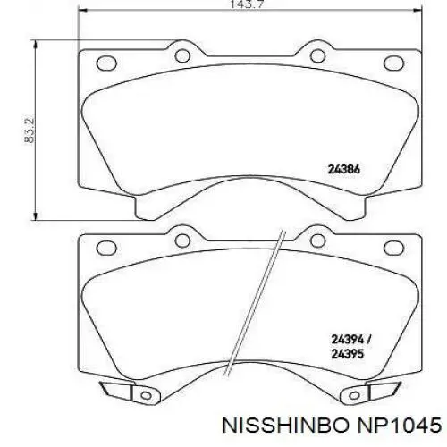 NP1045 Nisshinbo sapatas do freio dianteiras de disco