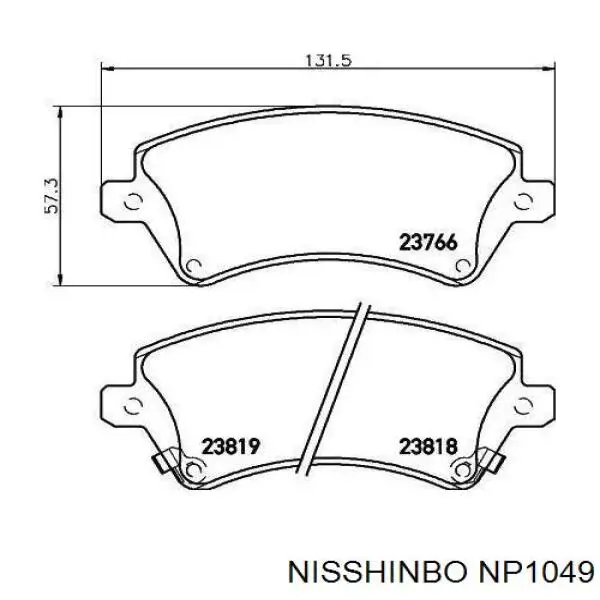 NP1049 Nisshinbo колодки тормозные передние дисковые