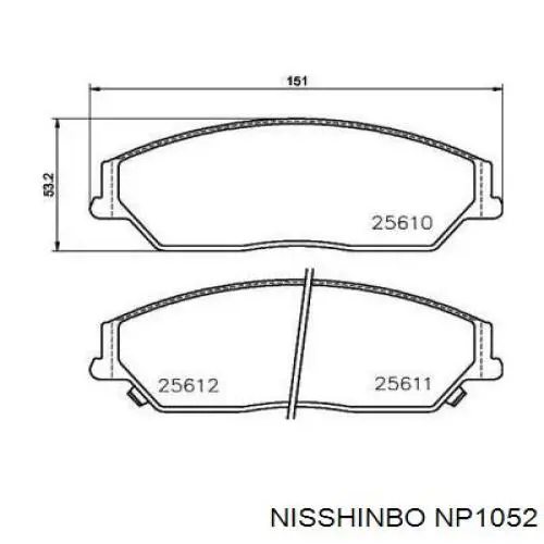 Колодки Nisshinbo NP1052 цена, от 30.28 USD