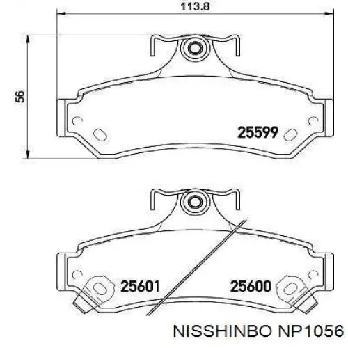 Задние тормозные колодки NP1056 Nisshinbo