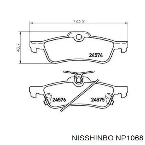 NP1068 Nisshinbo sapatas do freio traseiras de disco