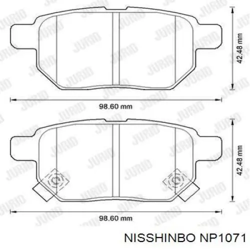 Задние тормозные колодки NP1071 Nisshinbo