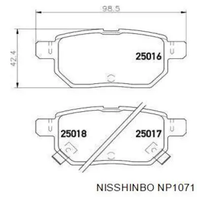 Задние тормозные колодки NP1071 Nisshinbo