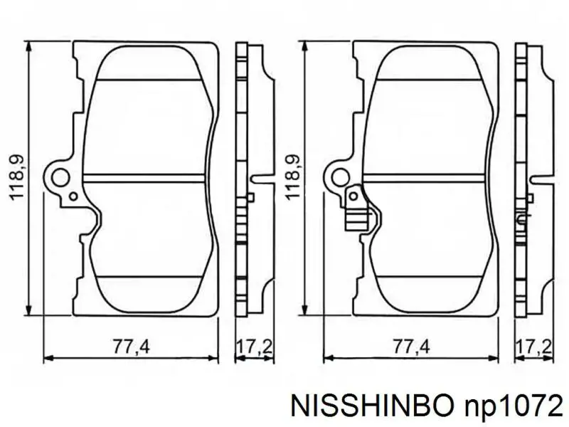 Колодки тормозные передние дисковые NISSHINBO NP1072