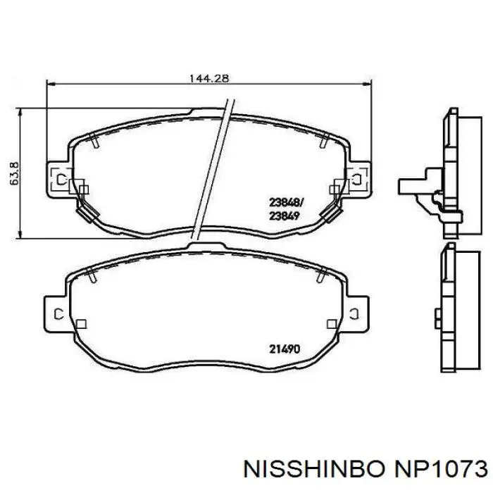 Передние тормозные колодки NP1073 Nisshinbo